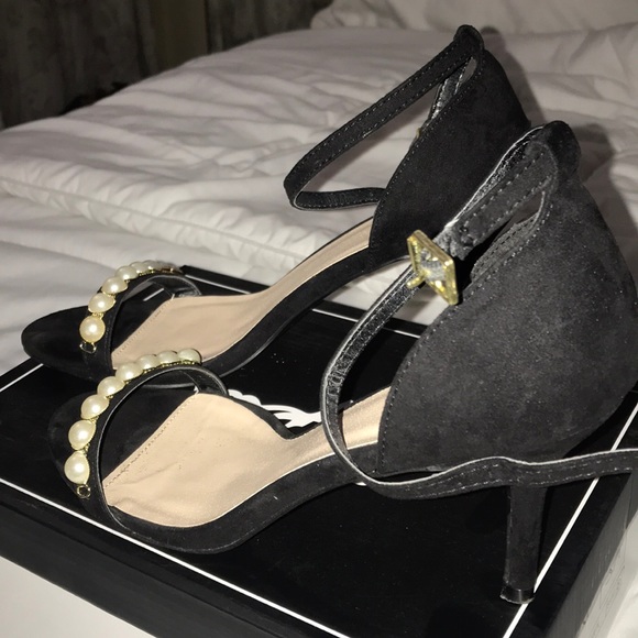 Black suede high heel sandals - Picture 2 of 3